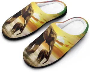 Colorful Seaside Elephants Women's Slipper Non Slip Comfortable Winter Warm Home House Shoes