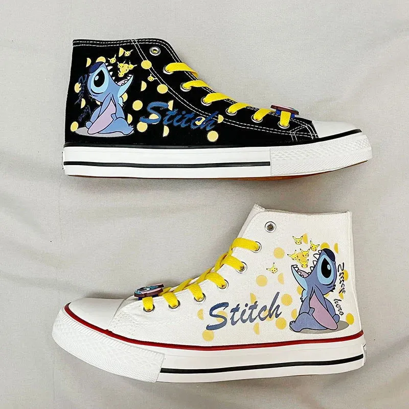 Cosplay Anime Stitch Canvas Cute Cartoon Adult Sneaker Shoes Students Ligh-top Women's White Casual Walking Shoes