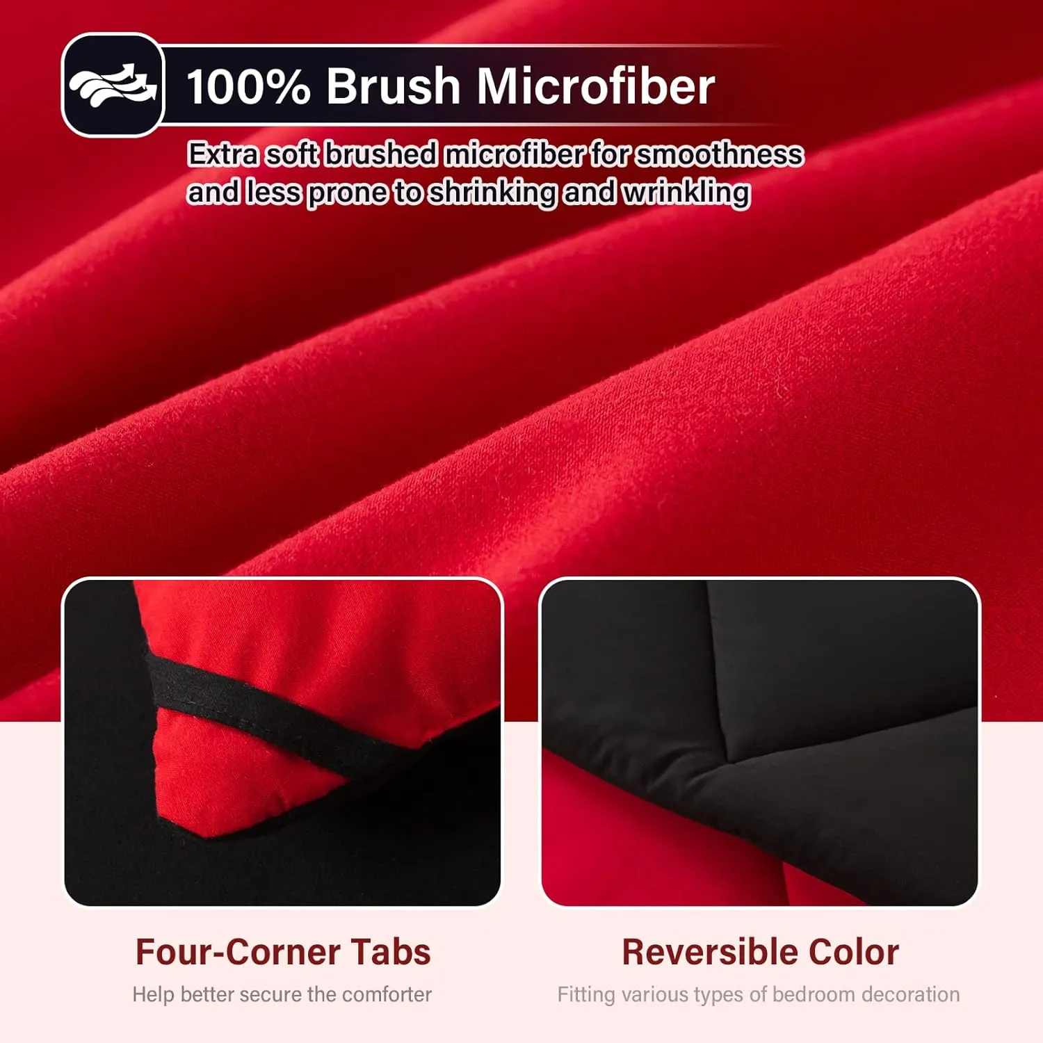 Cosybay Bed in a Bag King Reversible Comforter Sets 7pcs All Season Down Alternative Bedding Sets Red and Black with Comforter, Pillow Shams, Flat Sheet, Fitted Sheet and Pillowcase