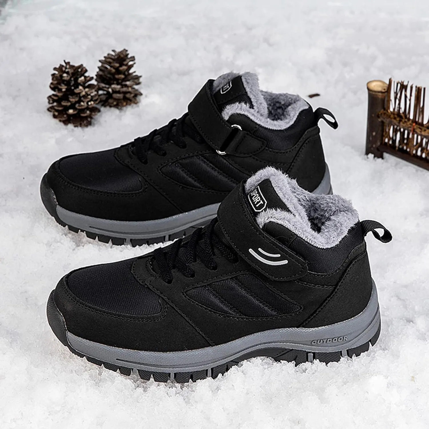 Couple Models Men's Middle and Elderly High Top Plus Velvet Thickening Non Slip Wear Comfortable Men's Athletic Sneaker Water