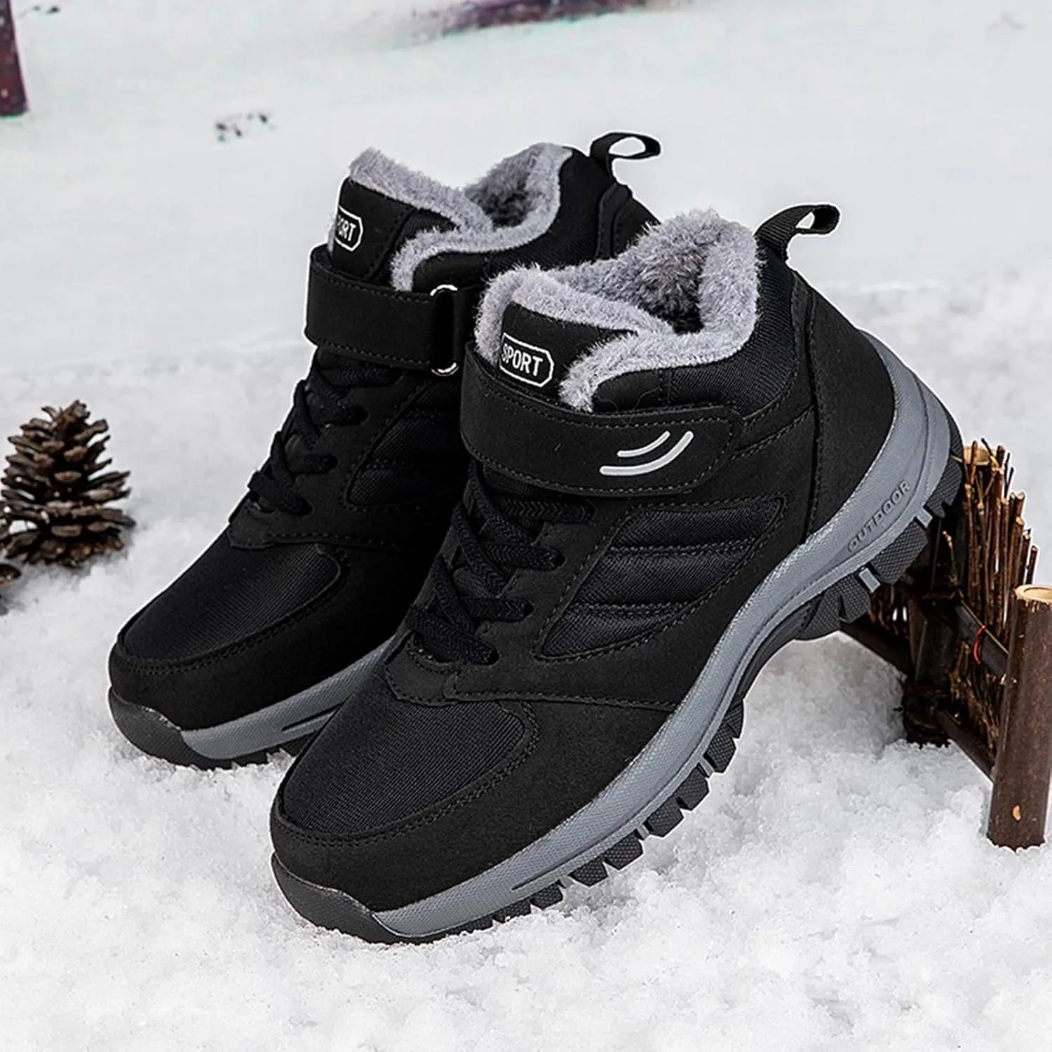Couple Models Men's Middle and Elderly High Top Plus Velvet Thickening Non Slip Wear Comfortable Men's Athletic Sneaker Water