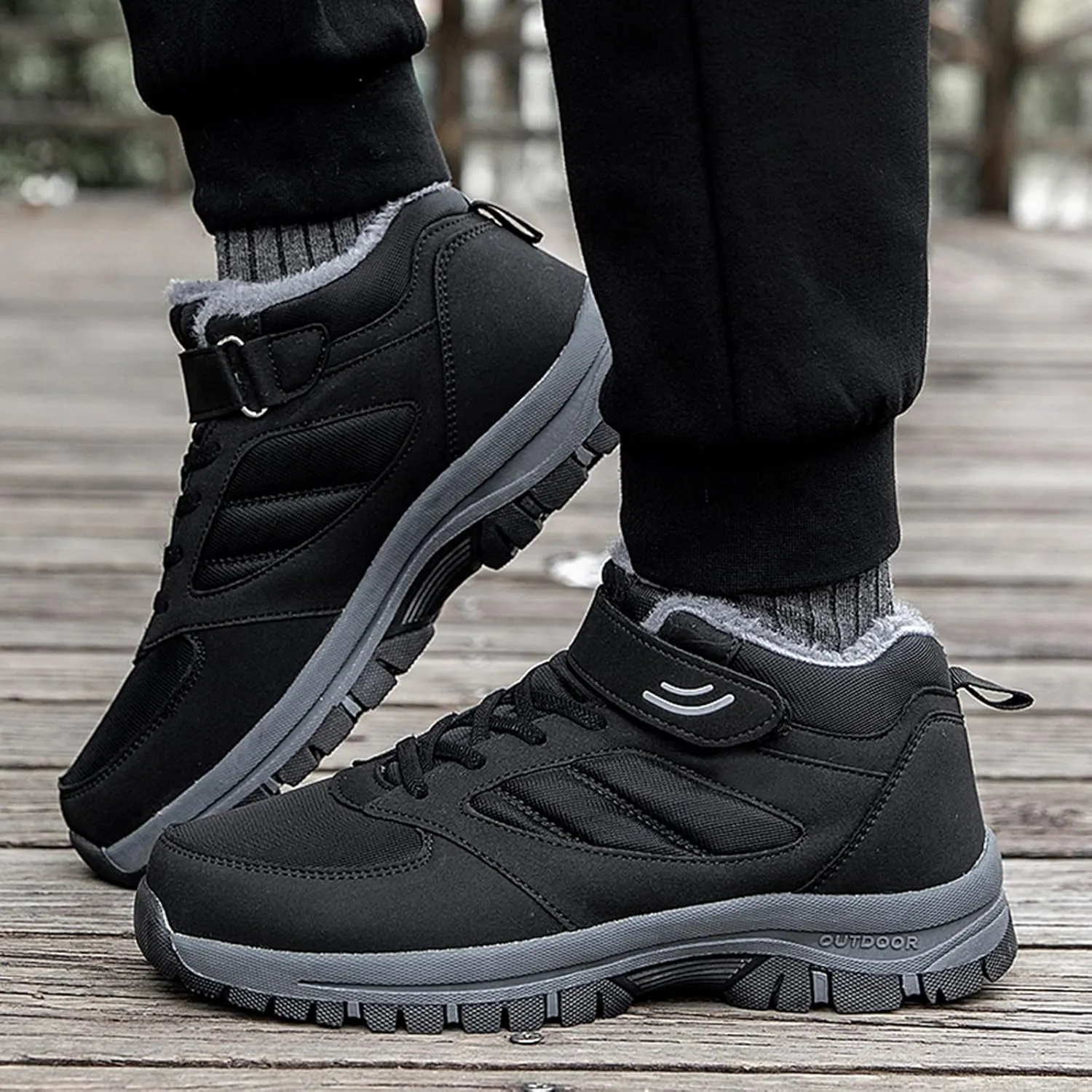 Couple Models Men's Middle and Elderly High Top Plus Velvet Thickening Non Slip Wear Comfortable Men's Athletic Sneaker Water