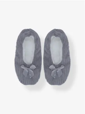 Cozy Fluffy Slippers in Grey Ribbed