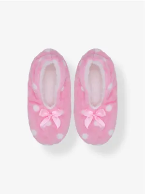 Cozy Fluffy Slippers in Pink Dots