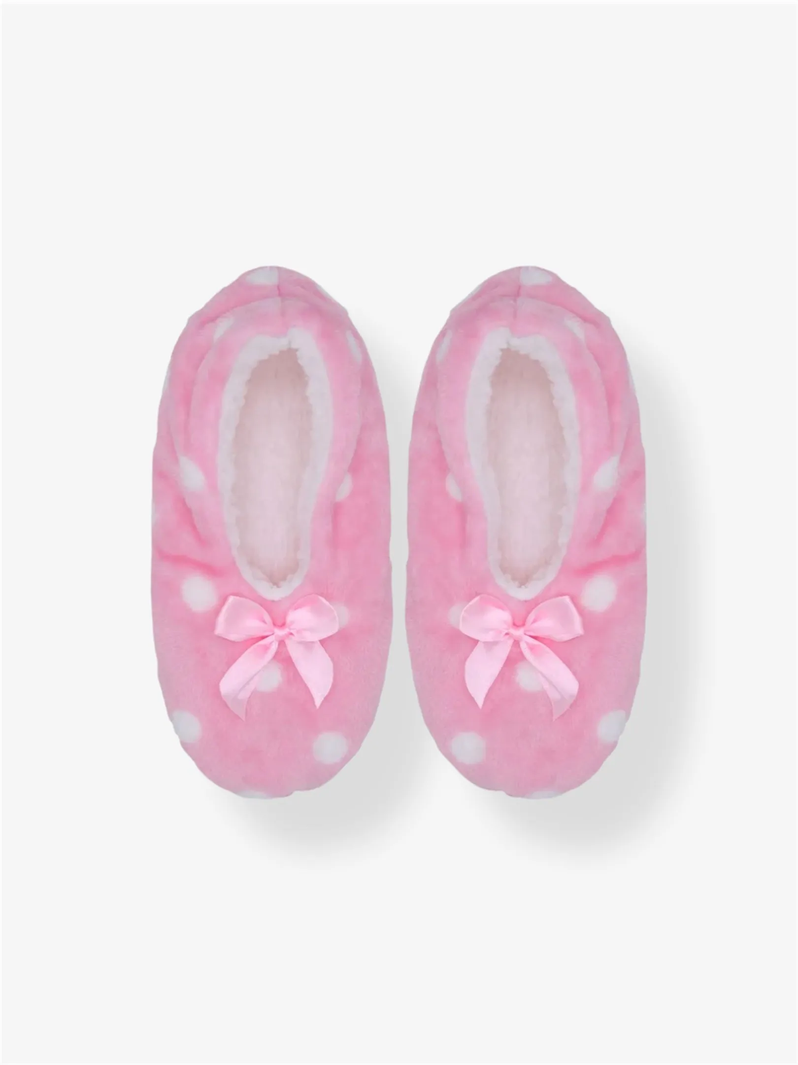 Cozy Fluffy Slippers in Pink Dots