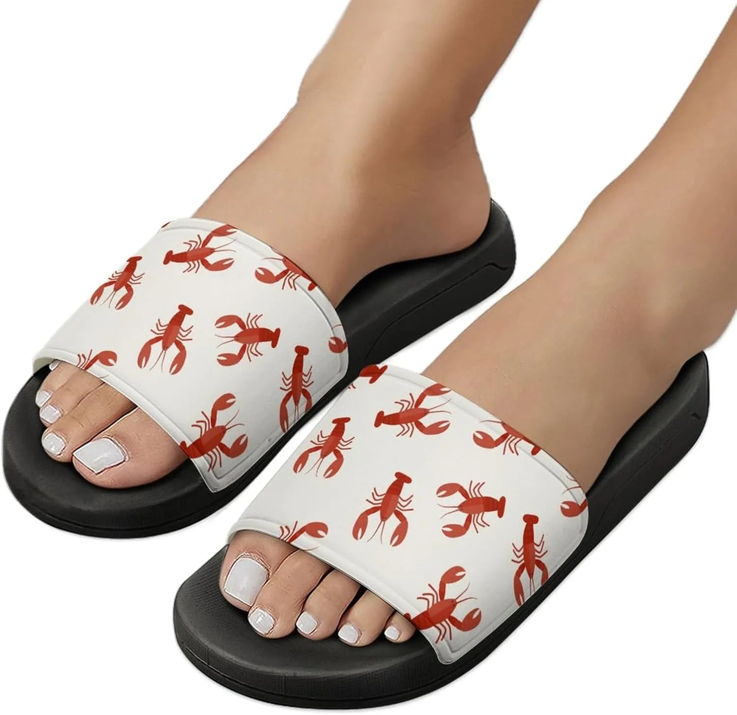 Crawfish Red Lobsters House Slippers for Women Men Shower Slides Bathroom Sandals
