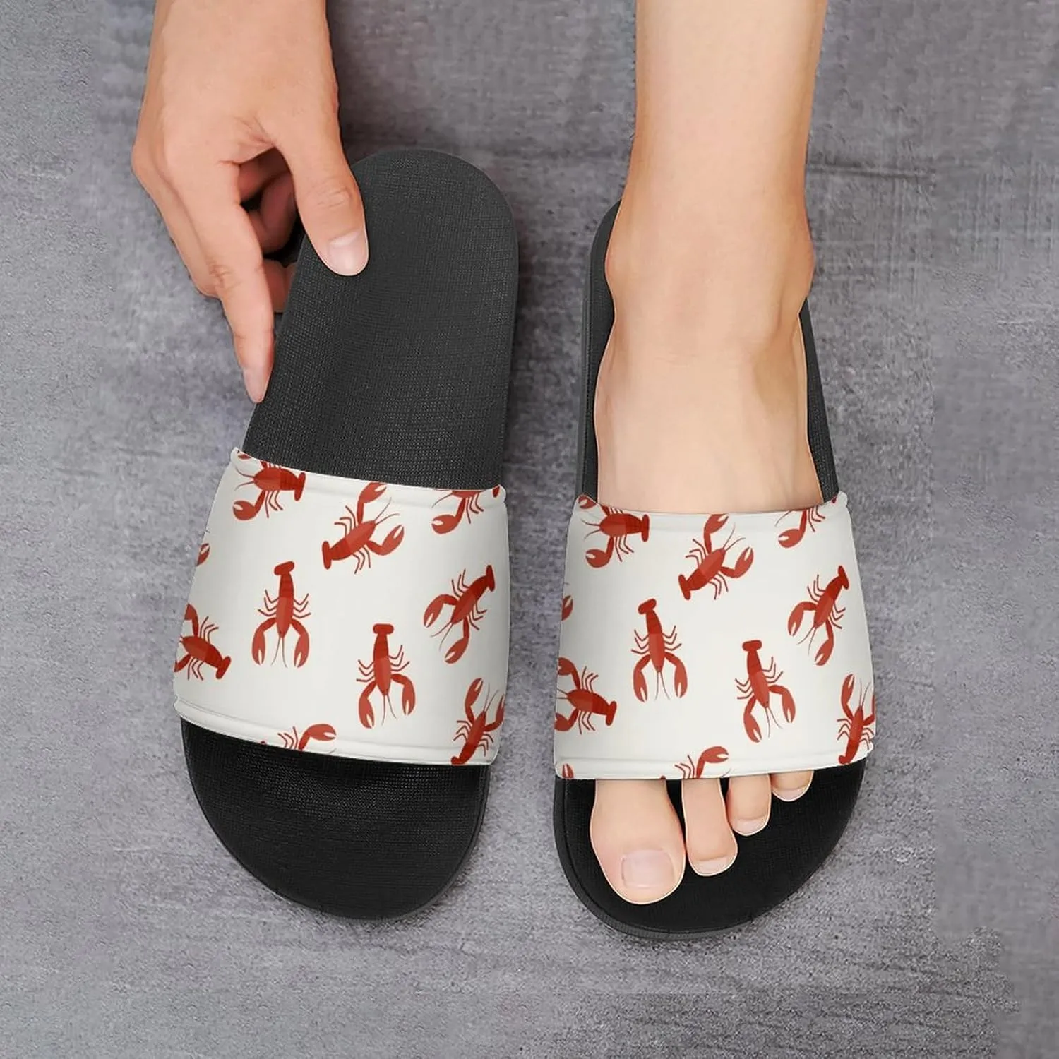 Crawfish Red Lobsters House Slippers for Women Men Shower Slides Bathroom Sandals
