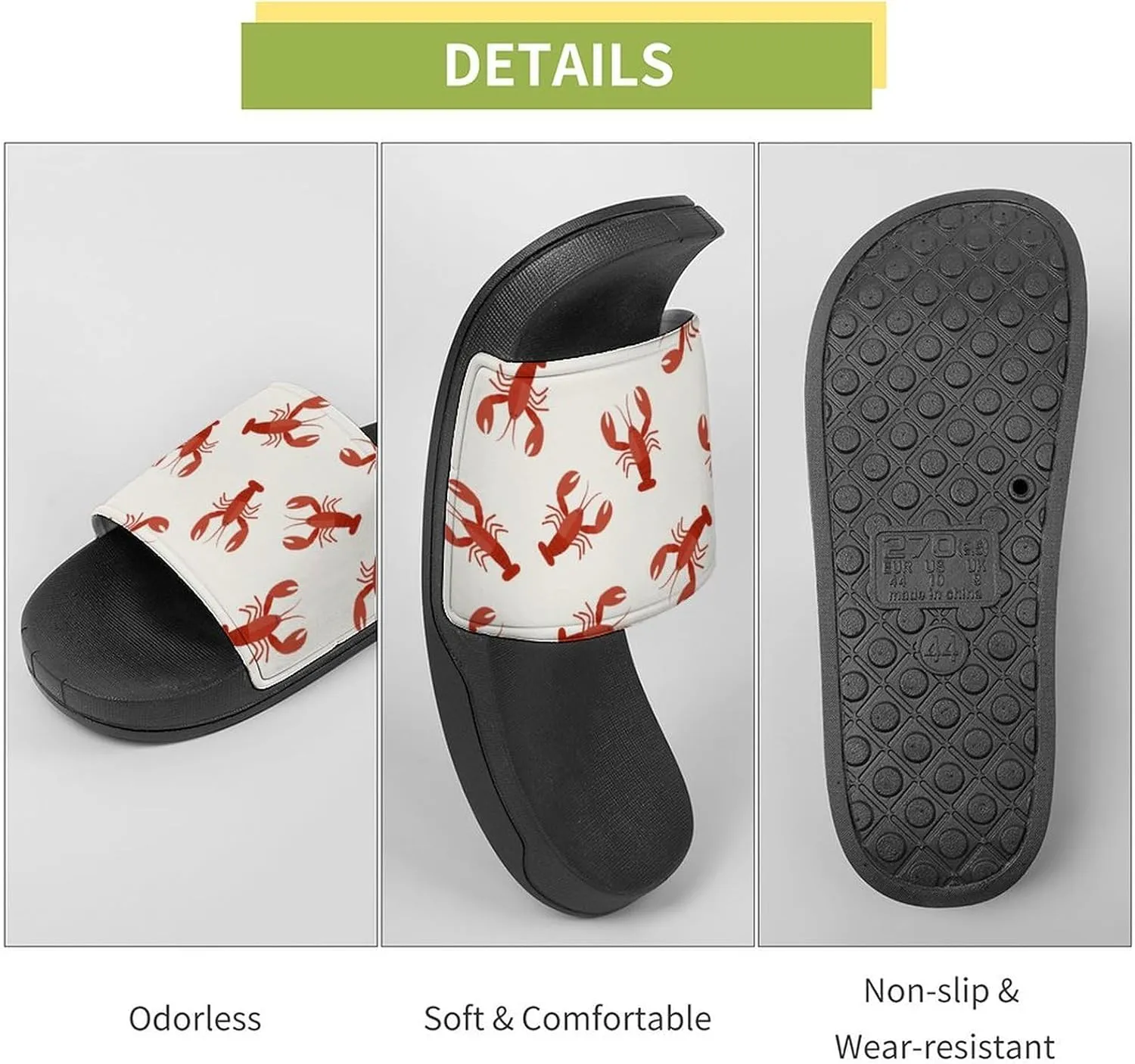 Crawfish Red Lobsters House Slippers for Women Men Shower Slides Bathroom Sandals