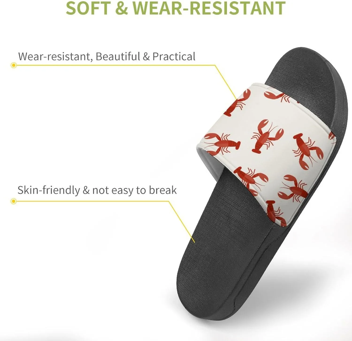 Crawfish Red Lobsters House Slippers for Women Men Shower Slides Bathroom Sandals