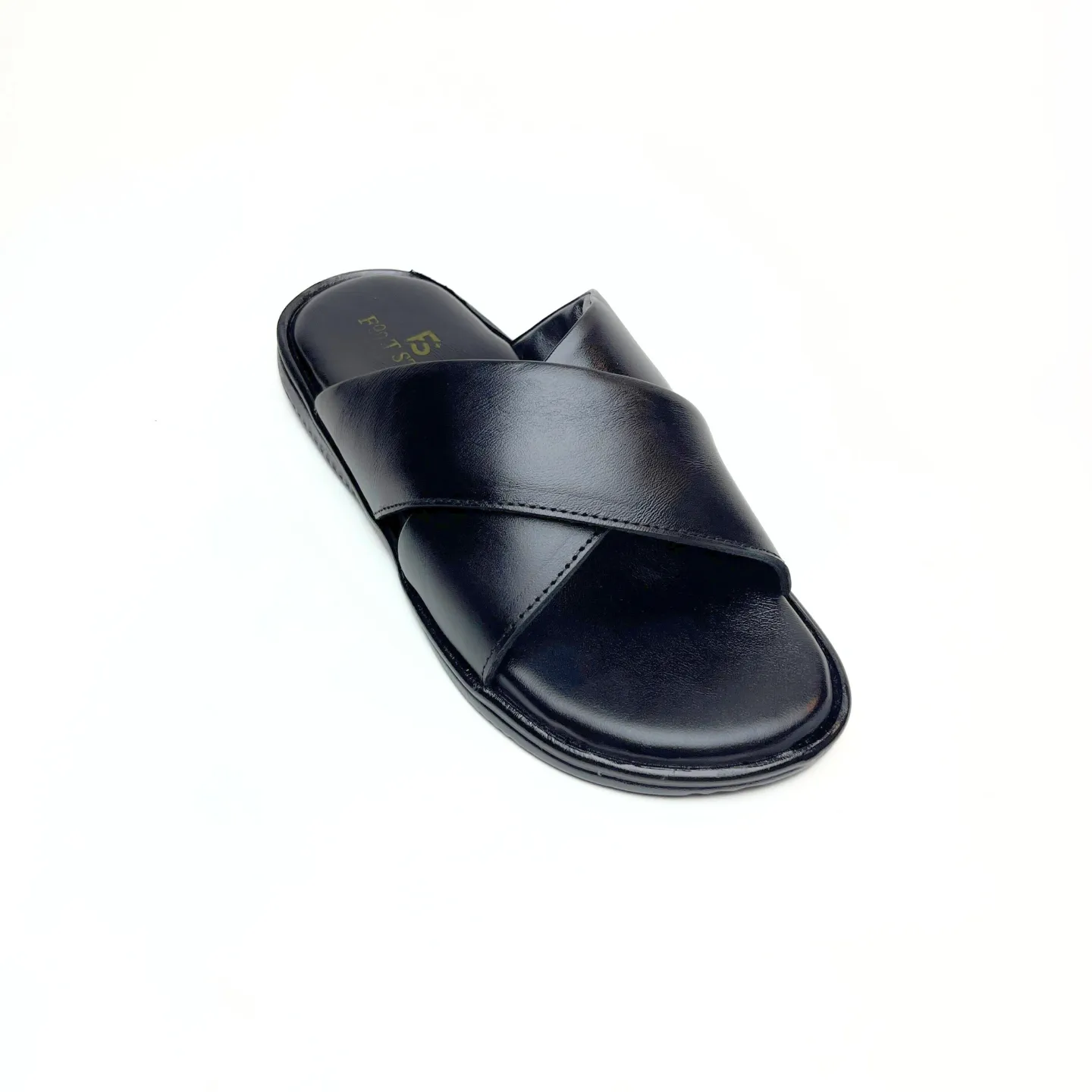 Cross Strap Leather Slippers