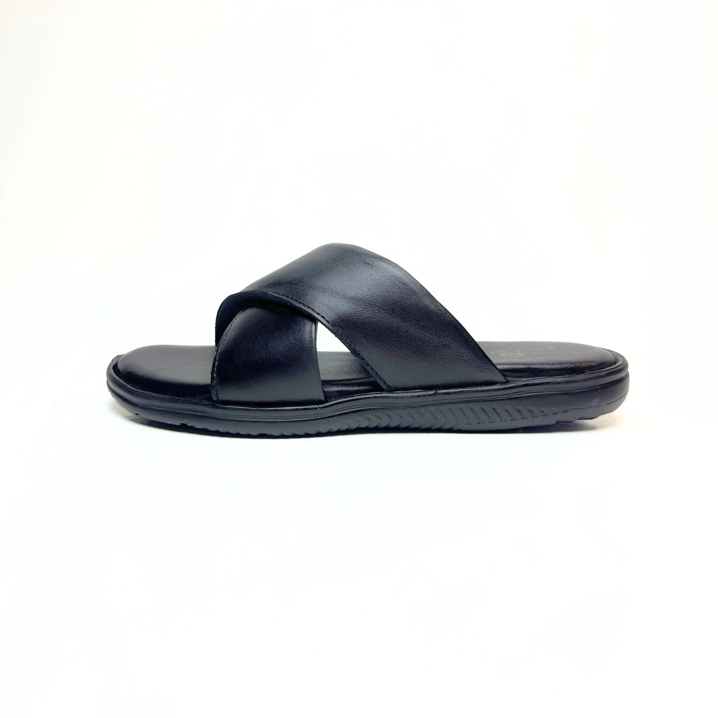 Cross Strap Leather Slippers