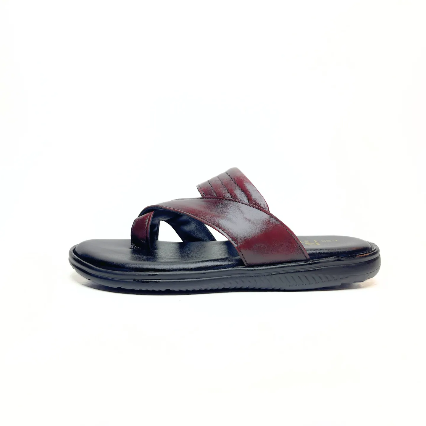 Cross Thumb Leather Slippers (Vine)