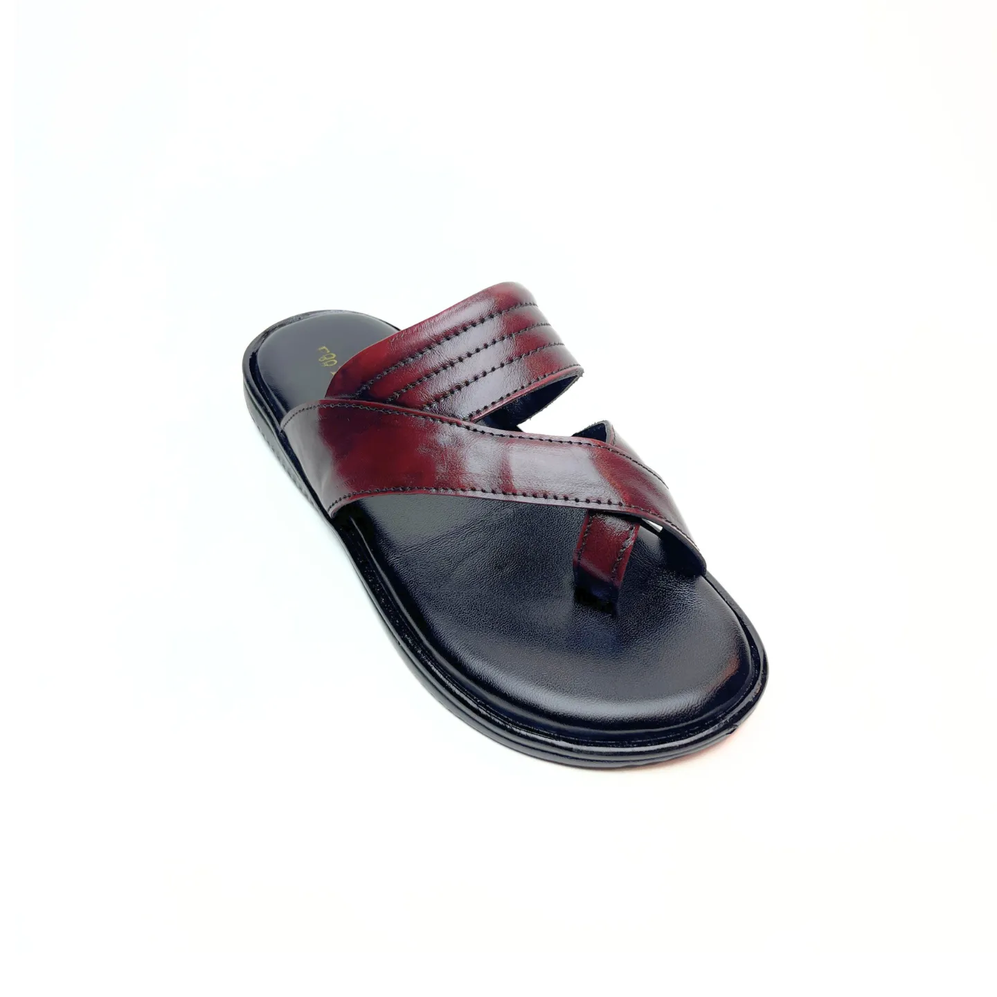 Cross Thumb Leather Slippers (Vine)