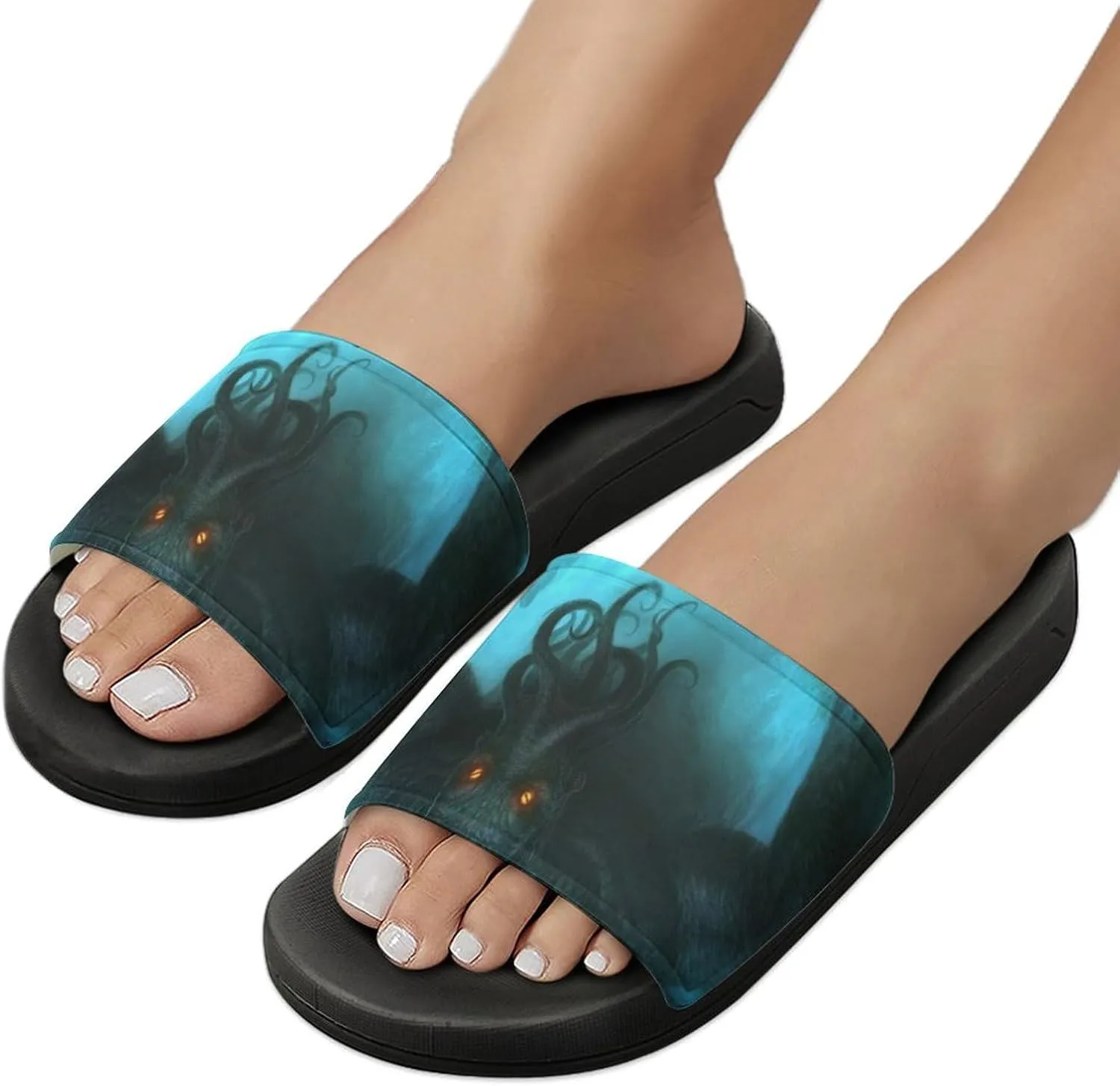 Cthulhu in Deep Ocean House Slippers for Women Men Shower Slides Bathroom Sandals