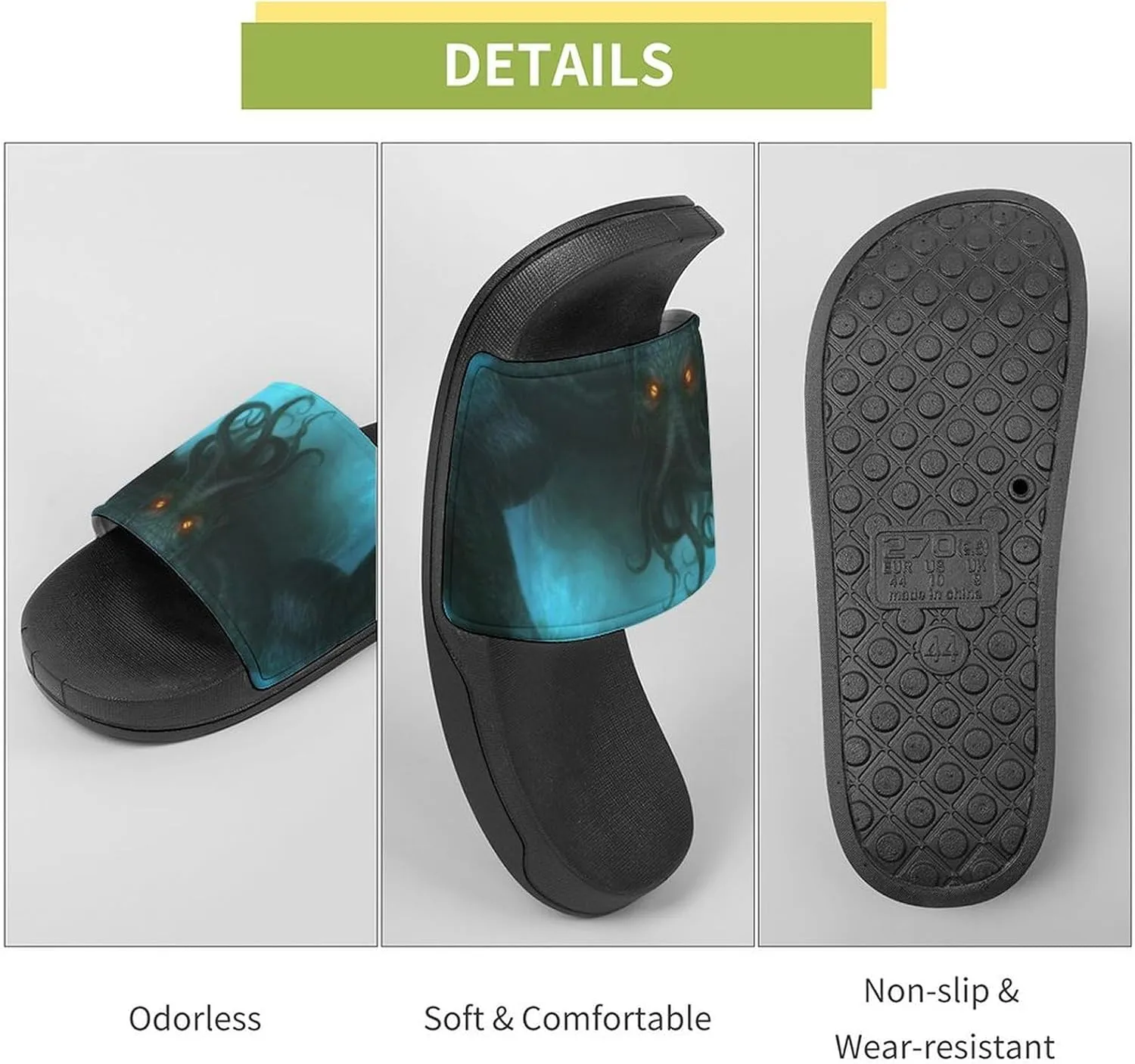 Cthulhu in Deep Ocean House Slippers for Women Men Shower Slides Bathroom Sandals
