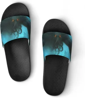 Cthulhu in Deep Ocean House Slippers for Women Men Shower Slides Bathroom Sandals