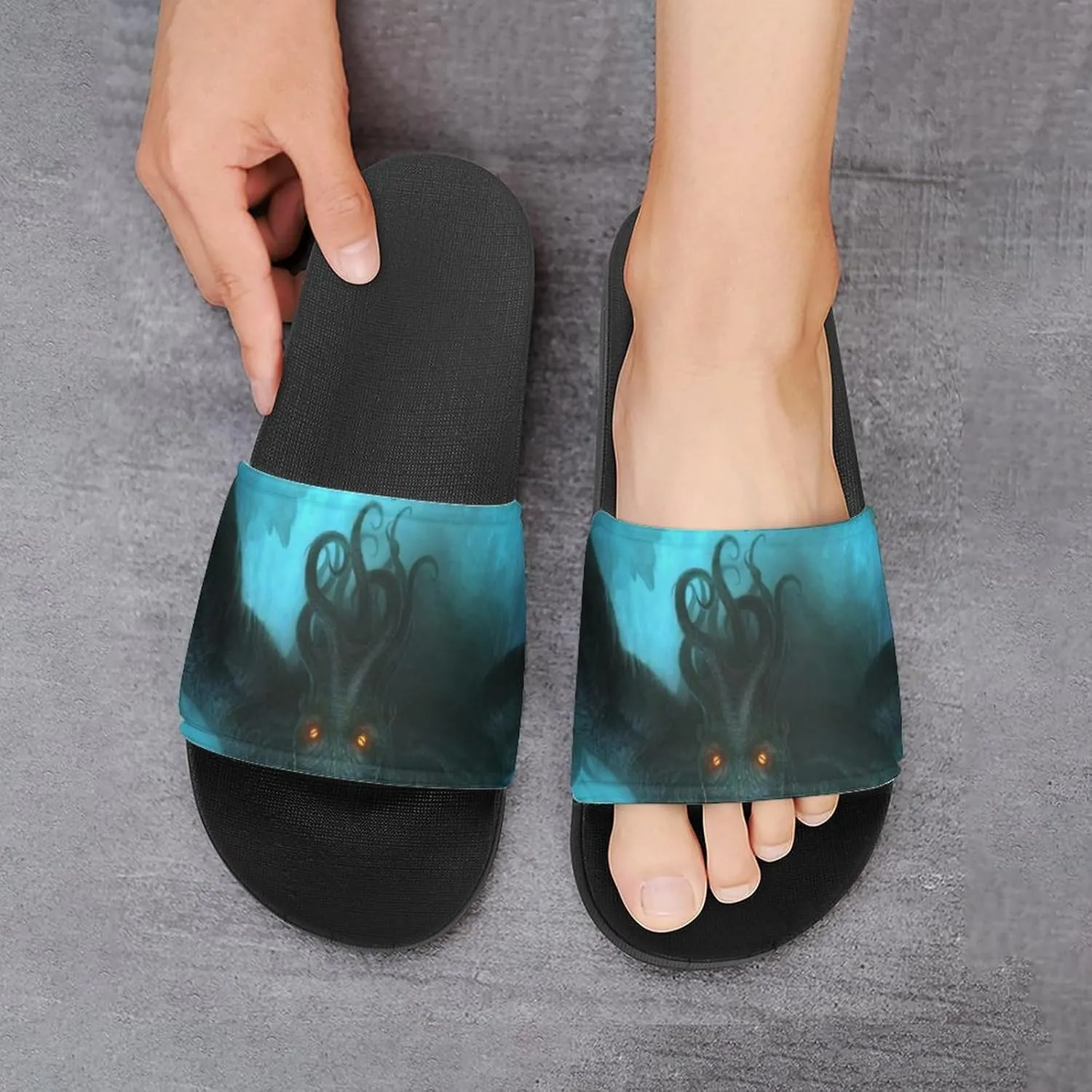 Cthulhu in Deep Ocean House Slippers for Women Men Shower Slides Bathroom Sandals