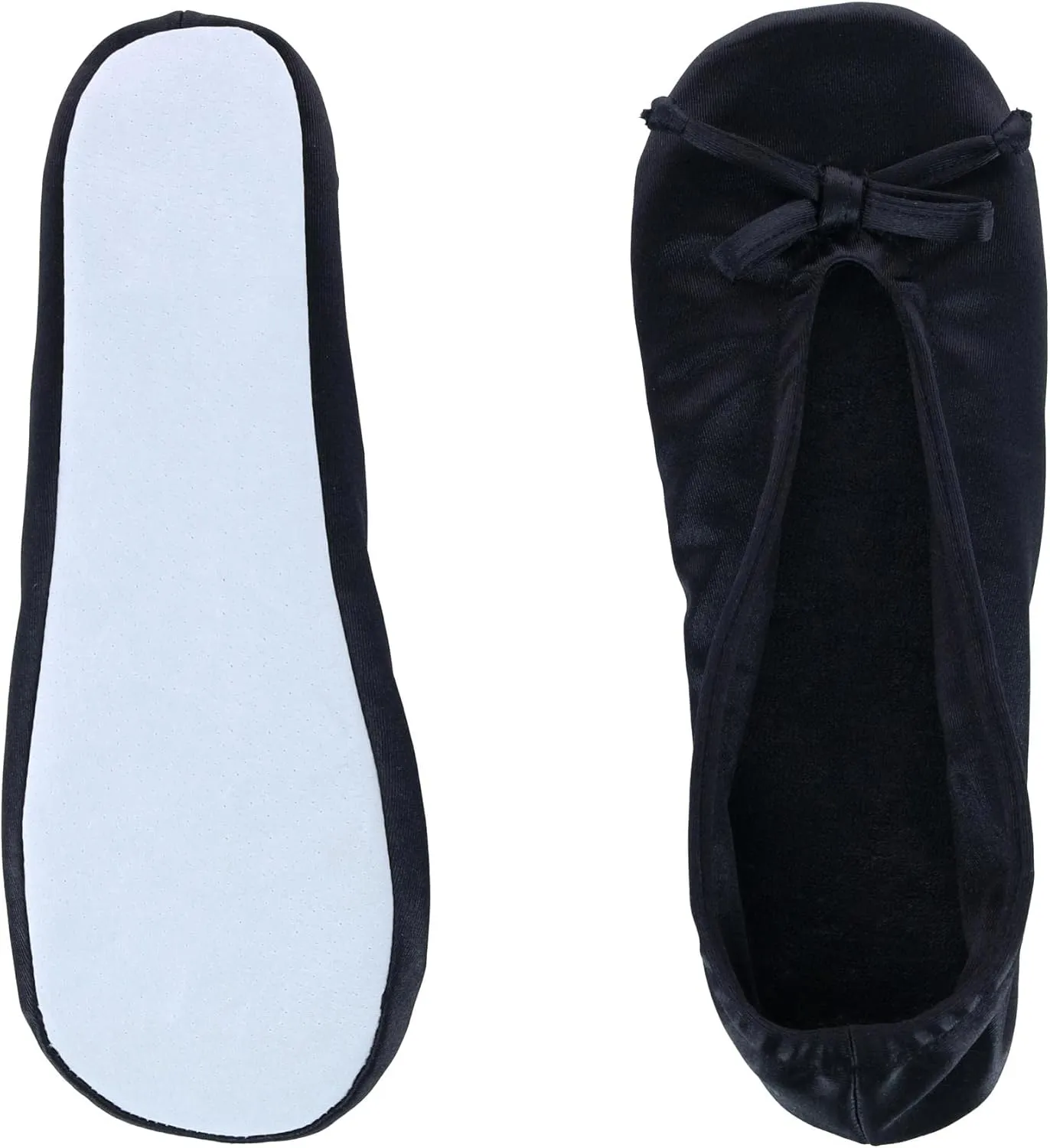 CTM Women's Satin Ballerina Slipper House Shoe