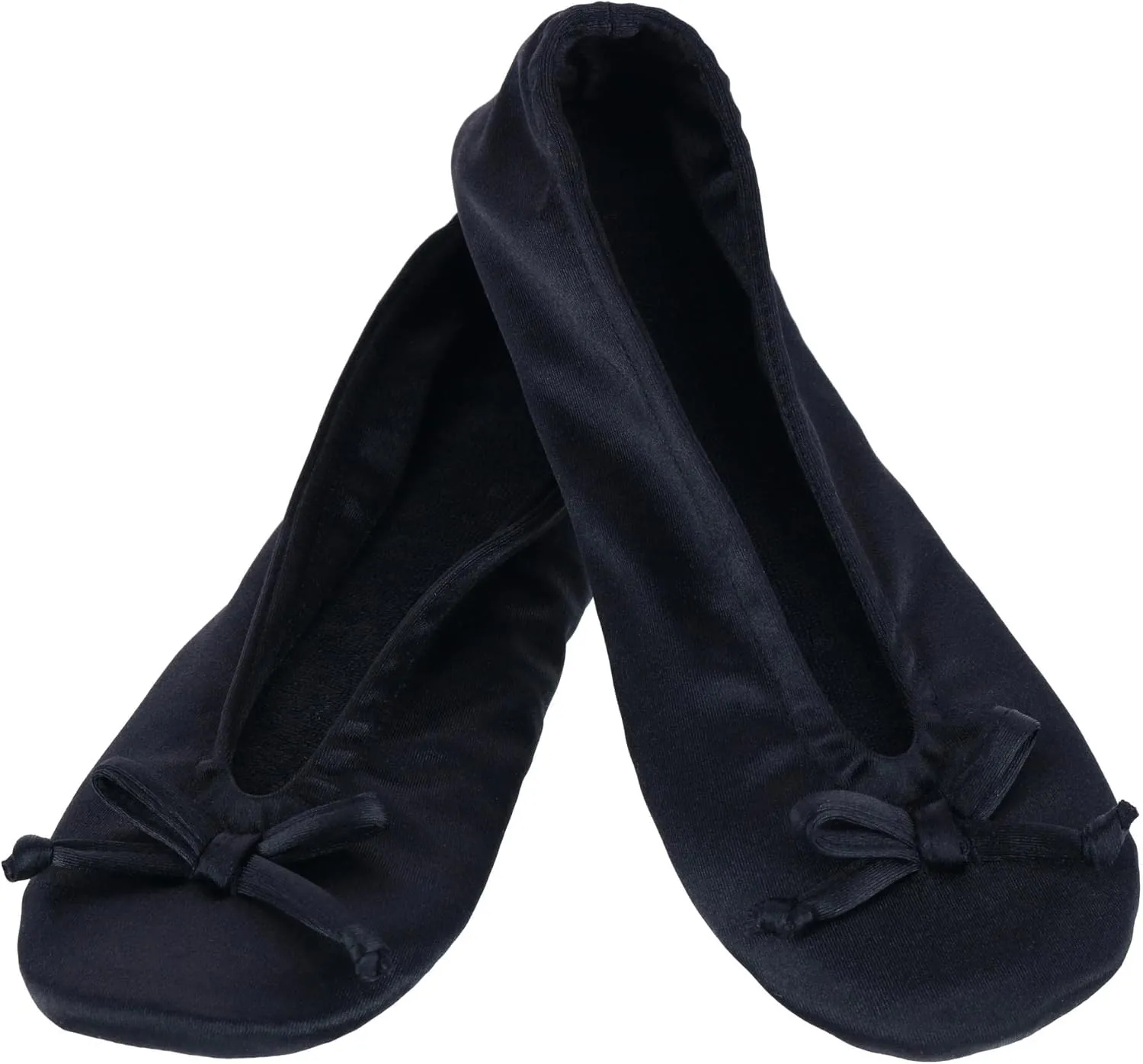 CTM Women's Satin Ballerina Slipper House Shoe