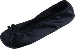 CTM Women's Satin Ballerina Slipper House Shoe