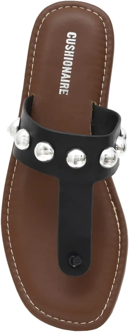 CUSHIONAIRE Women's Cindy thong stud sandal  Comfort Foam