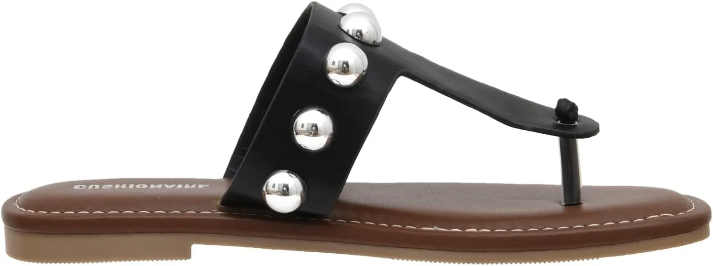 CUSHIONAIRE Women's Cindy thong stud sandal  Comfort Foam