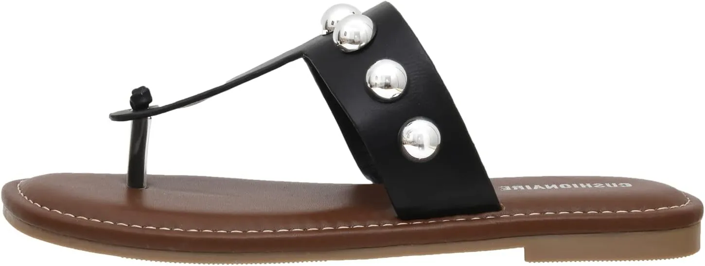 CUSHIONAIRE Women's Cindy thong stud sandal  Comfort Foam