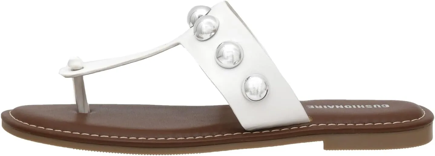 CUSHIONAIRE Women's Cindy thong stud sandal  Comfort Foam