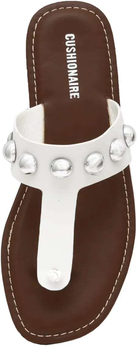 CUSHIONAIRE Women's Cindy thong stud sandal  Comfort Foam