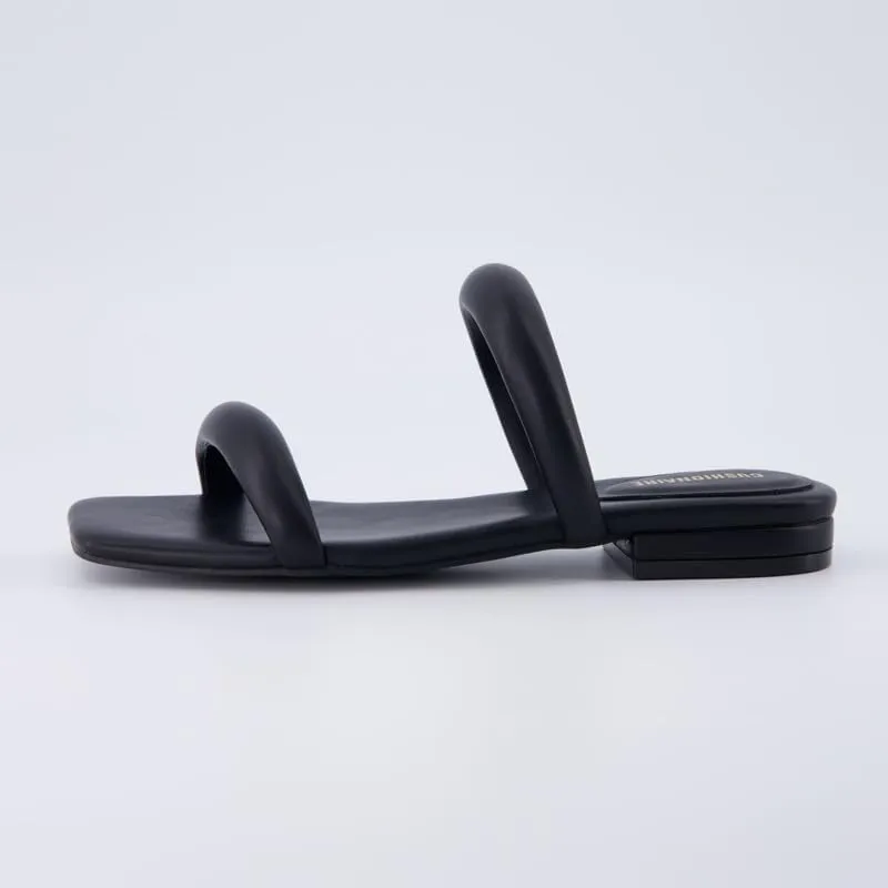 CUSHIONAIRE Women's Dazzle two band low block heel slide sandal  Memory Foam, Wide Widths Available