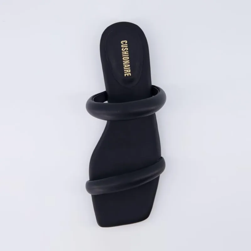 CUSHIONAIRE Women's Dazzle two band low block heel slide sandal  Memory Foam, Wide Widths Available