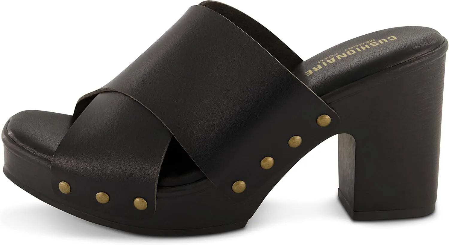 CUSHIONAIRE Women's Kamari Faux Wood Sandal with Memory Foam Padding, Wide Widths Available
