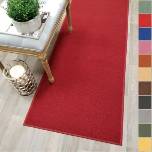 Custom Size RED Solid Plain Rubber Backed Non-Slip Hallway Stair Runner Rug Carpet 22 inch Wide Choose Your Length 22in X 8ft