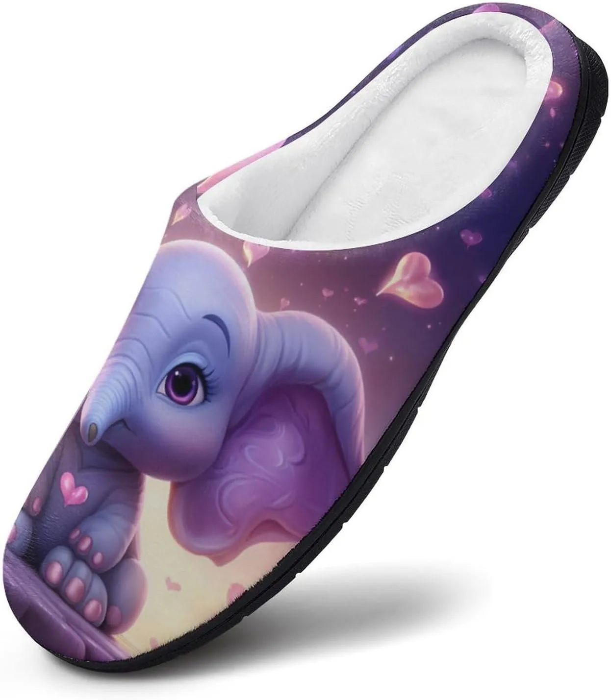 Cute Elephant Womens Cotton Slippers Anti Slip House Slippers Warm House Shoes with Rubber Soles