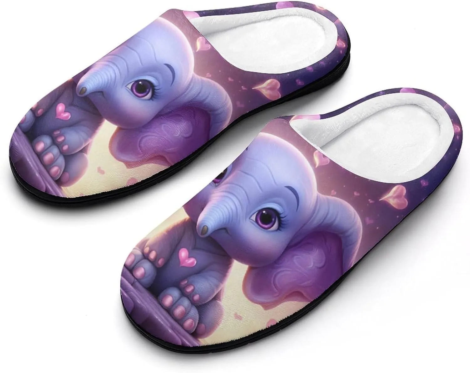 Cute Elephant Womens Cotton Slippers Anti Slip House Slippers Warm House Shoes with Rubber Soles