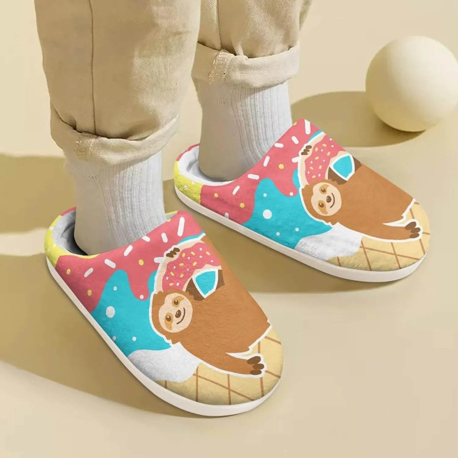 Cute Home Slippers for Girls, Printed Kids House Slippers for Boys, Non Slip Scuff Slippers for Indoor Outdoor