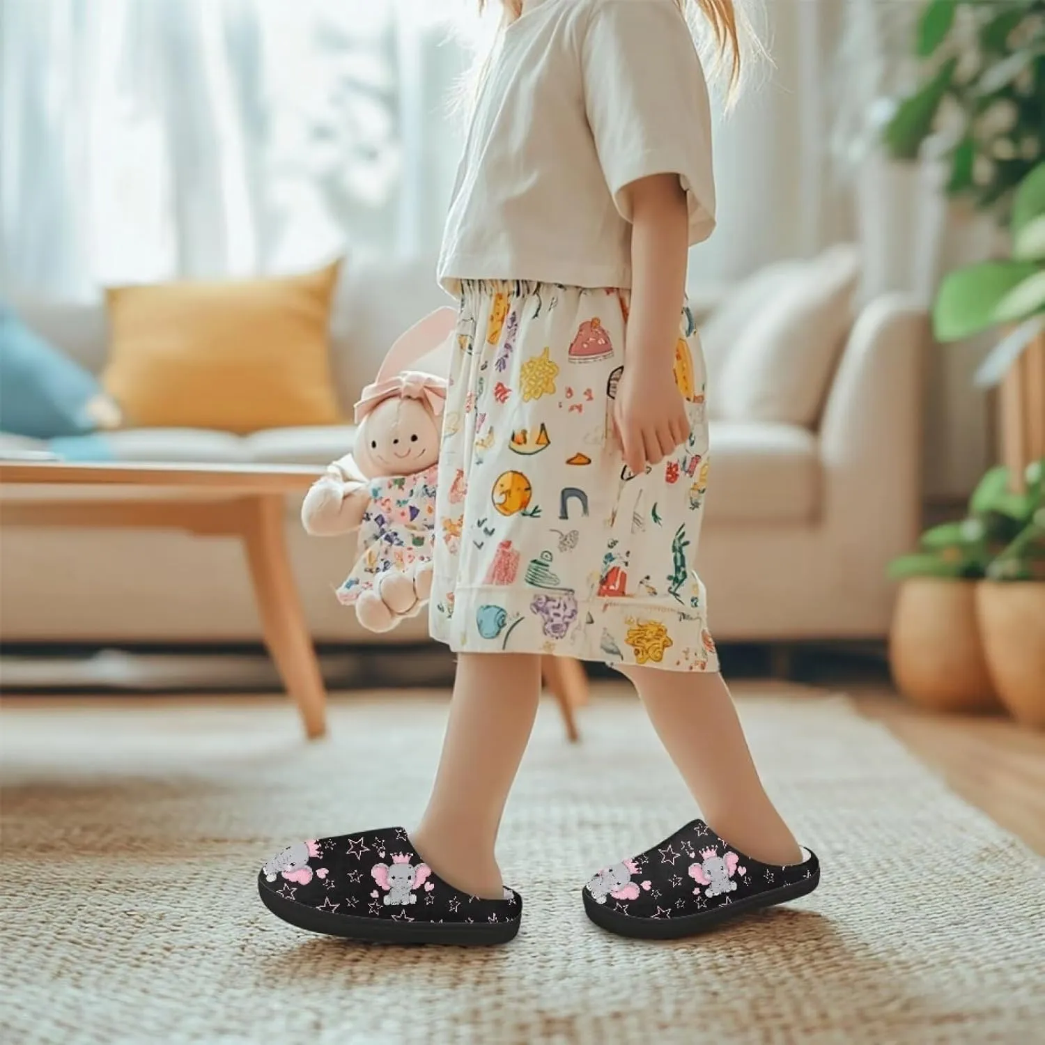 Cute Kids Slippers for Boys and Girls, Soft Warm Home Slippers for Winter, Anti-Slip Closed Toe Fuzzy Slippers