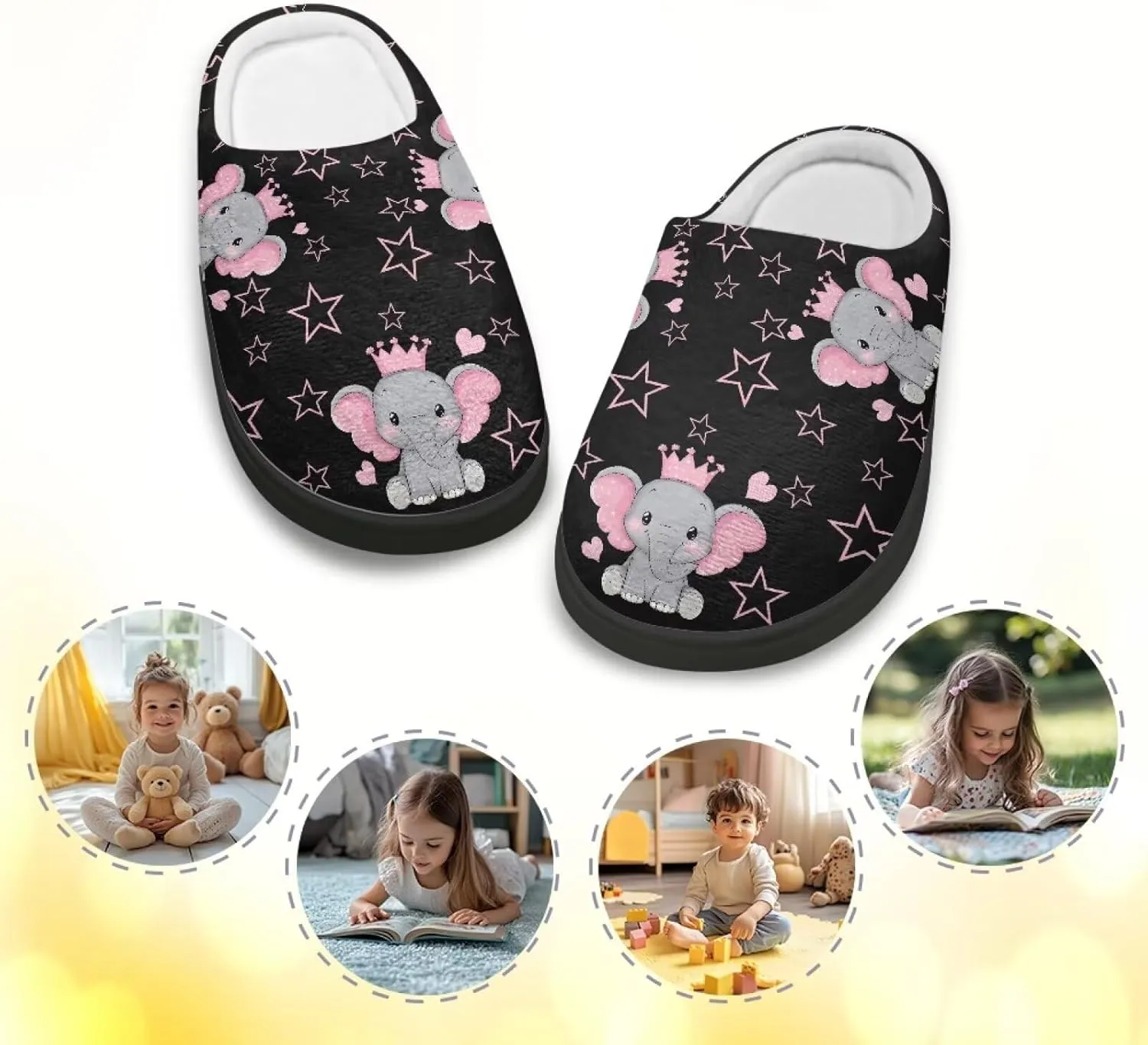 Cute Kids Slippers for Boys and Girls, Soft Warm Home Slippers for Winter, Anti-Slip Closed Toe Fuzzy Slippers