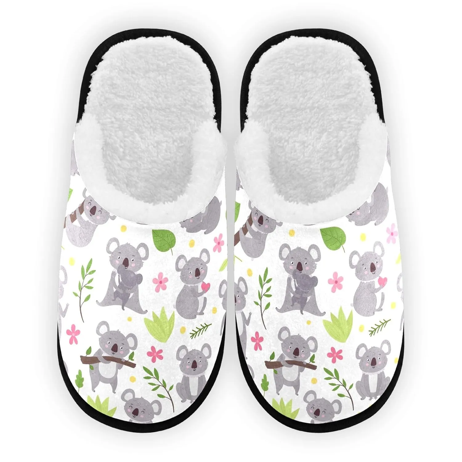 Cute Koala White Home Slipper, Soft Guest Slippers Men Spa Slippers Indoor Size 9 to 12