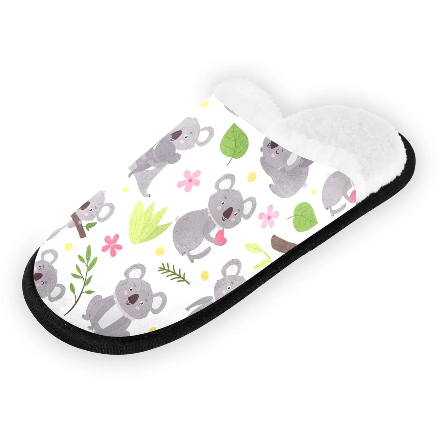 Cute Koala White Home Slipper, Soft Guest Slippers Men Spa Slippers Indoor Size 9 to 12