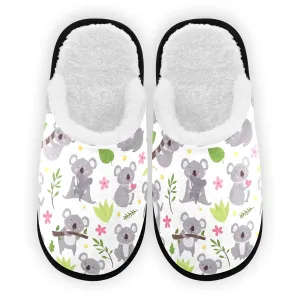 Cute Koala White Home Slipper, Soft Guest Slippers Men Spa Slippers Indoor Size 9 to 12