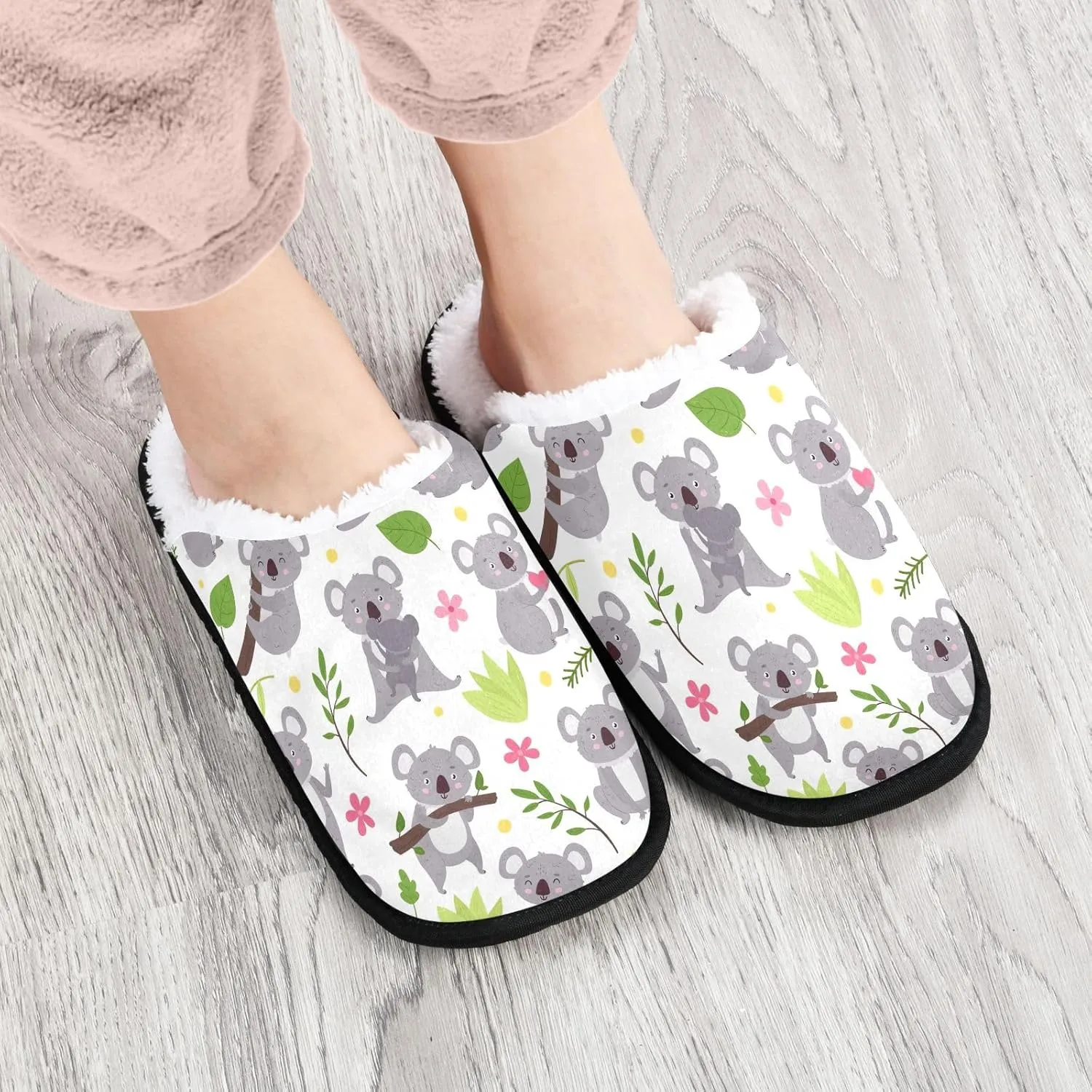 Cute Koala White Home Slipper, Soft Guest Slippers Men Spa Slippers Indoor Size 9 to 12