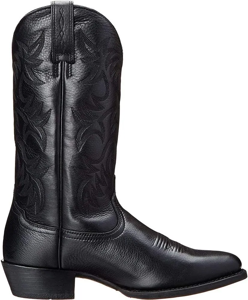 DAGY Cowboy Boots for Men Pointed Toe Stitched Western Boots High-Heeled Men's Middle Barrel Boots Western Cowboy Boots