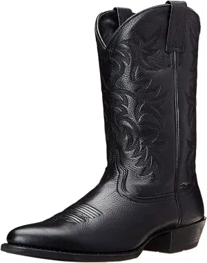 DAGY Cowboy Boots for Men Pointed Toe Stitched Western Boots High-Heeled Men's Middle Barrel Boots Western Cowboy Boots