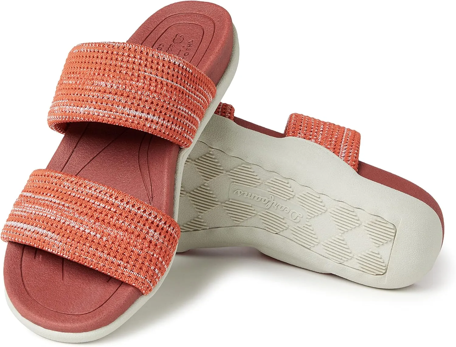 Dearfoams Women's Original Comfort Blair Slip on Double Band Slide Sandal with Arch Support