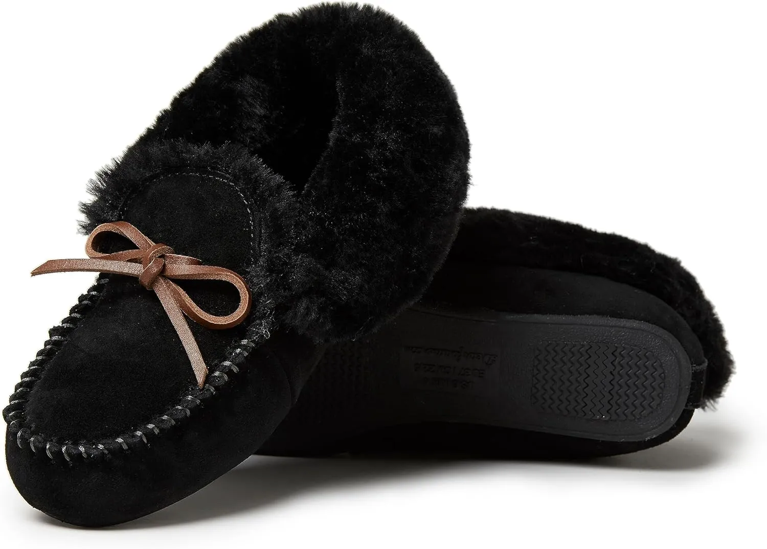 Dearfoams Women's Suede Foldover Bootie Slipper with Tie