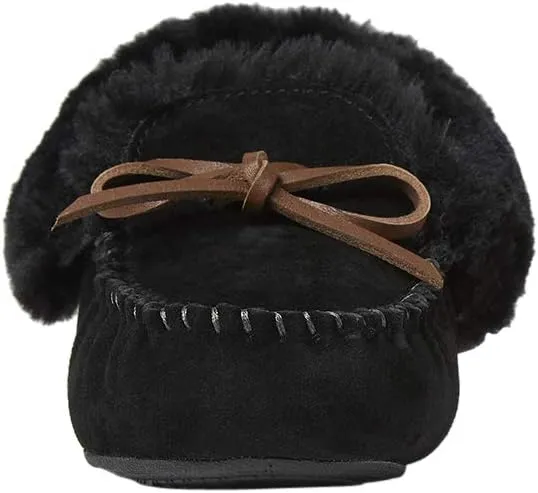 Dearfoams Women's Suede Foldover Bootie Slipper with Tie