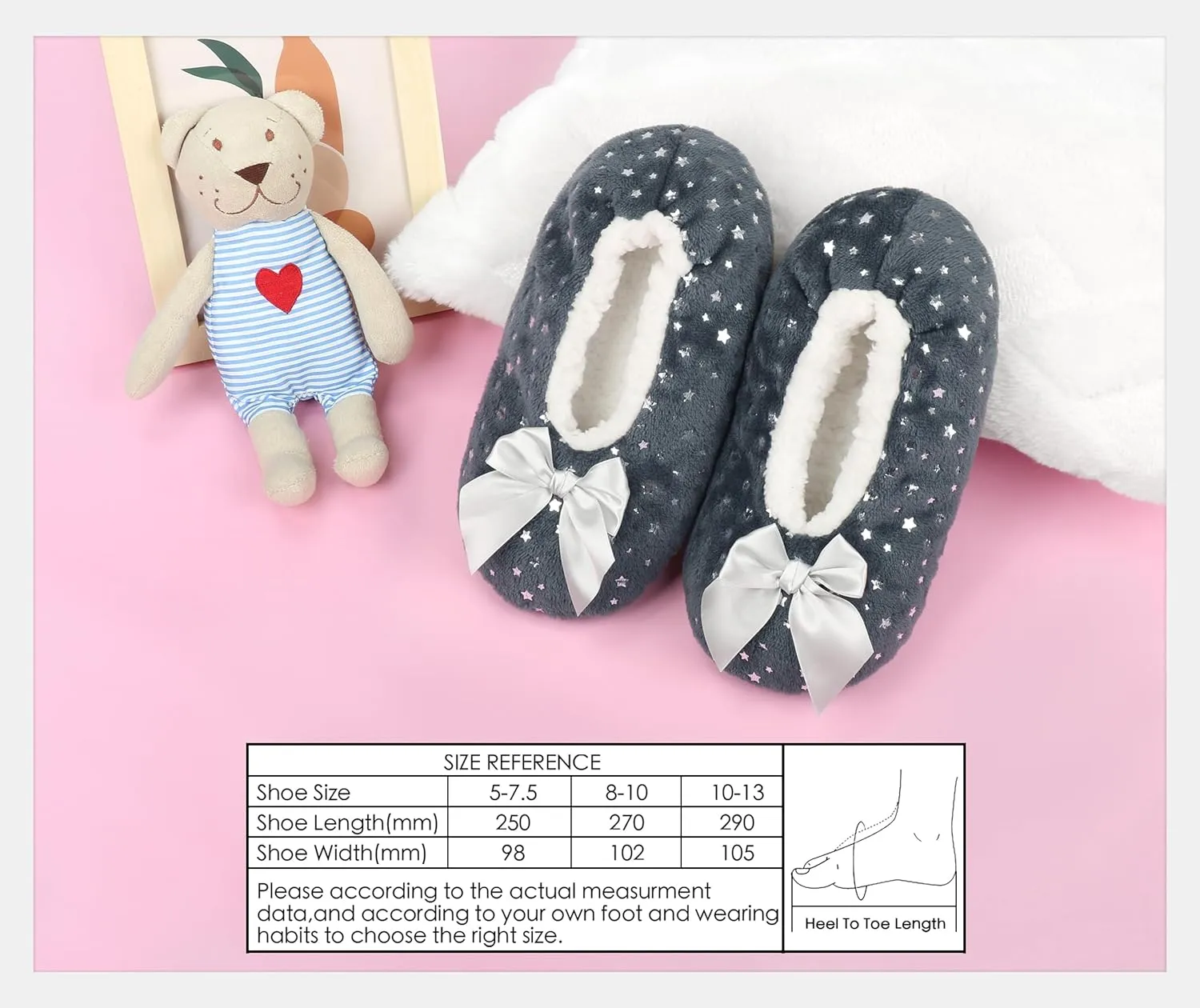 DICUIRD Womens Cozy&Warm Soft Sole Slipper Socks with Grippers-Fuzzy Fleece Lined House Slippers with Non-skid Bottoms