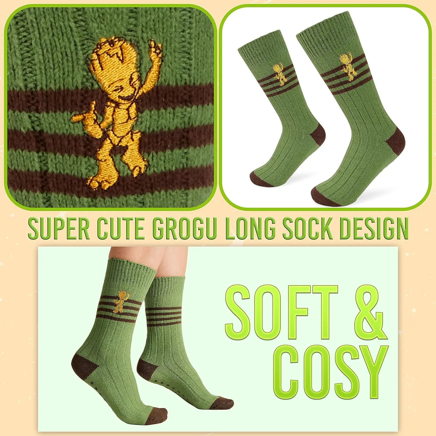Disney Stitch Bed Socks for Women Teenagers Warm Baby Yoda Slipper Socks Non Slip One Size Stitch Gifts