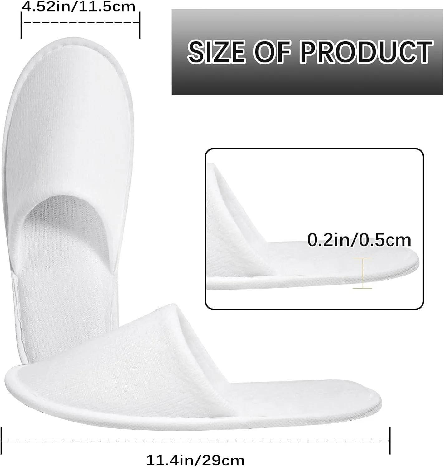disposable slipper disposable slippers for guests hotel slippers spa slippers Pack for Hotel, Spa, Travel, Shoeless Home, White Closed Toe (US Men Size 10, Women 11)